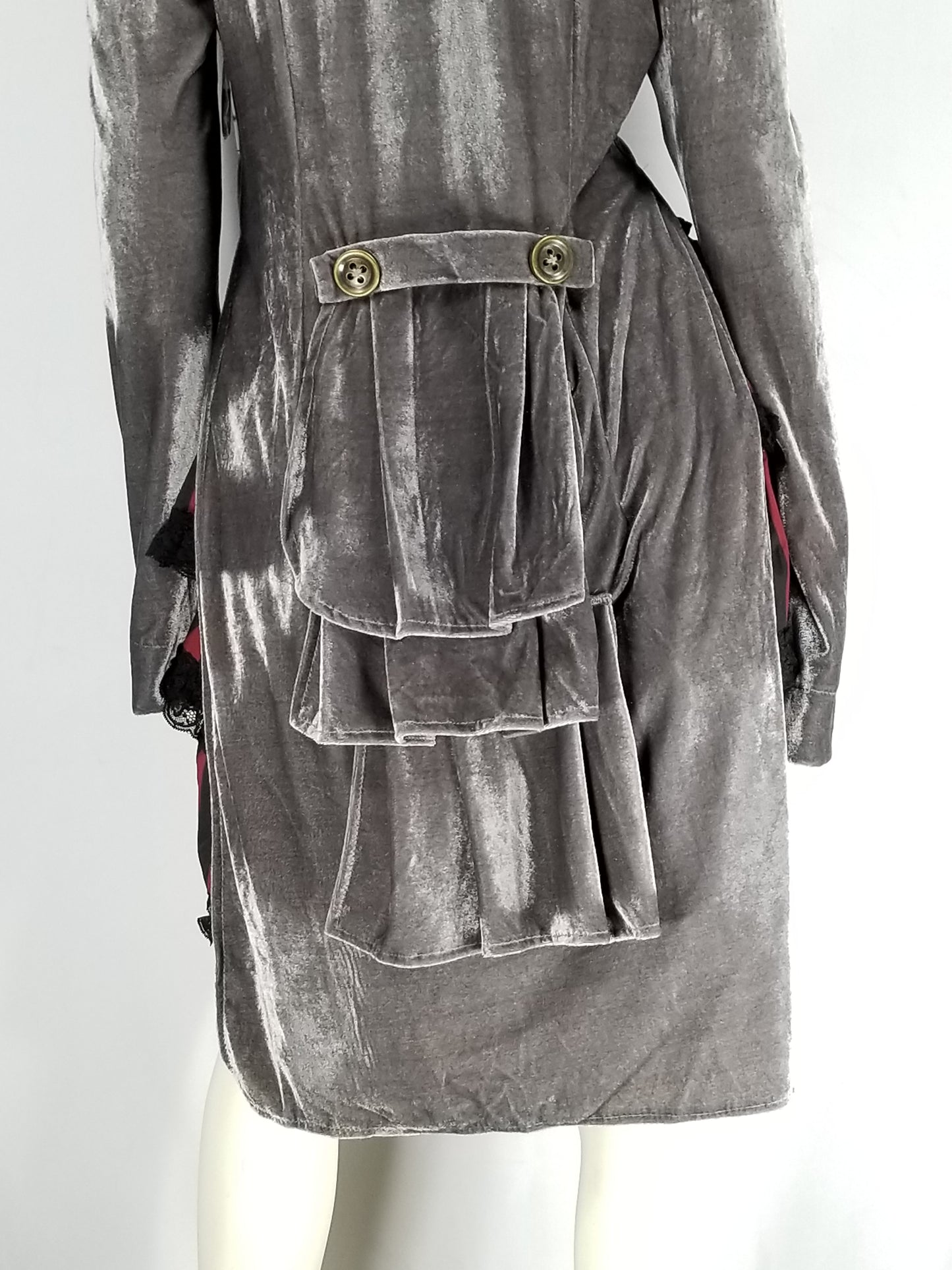 Grey Open Bust Velvet Tail Coat