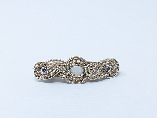 Silver Barrette with Opal and Iolites by High Grade Designs