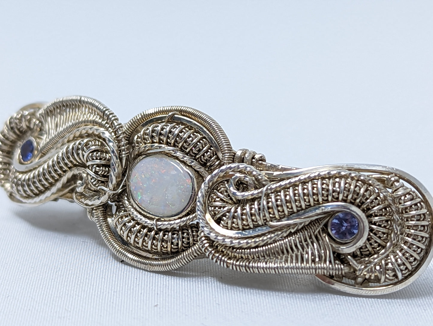 Silver Barrette with Opal and Iolites by High Grade Designs