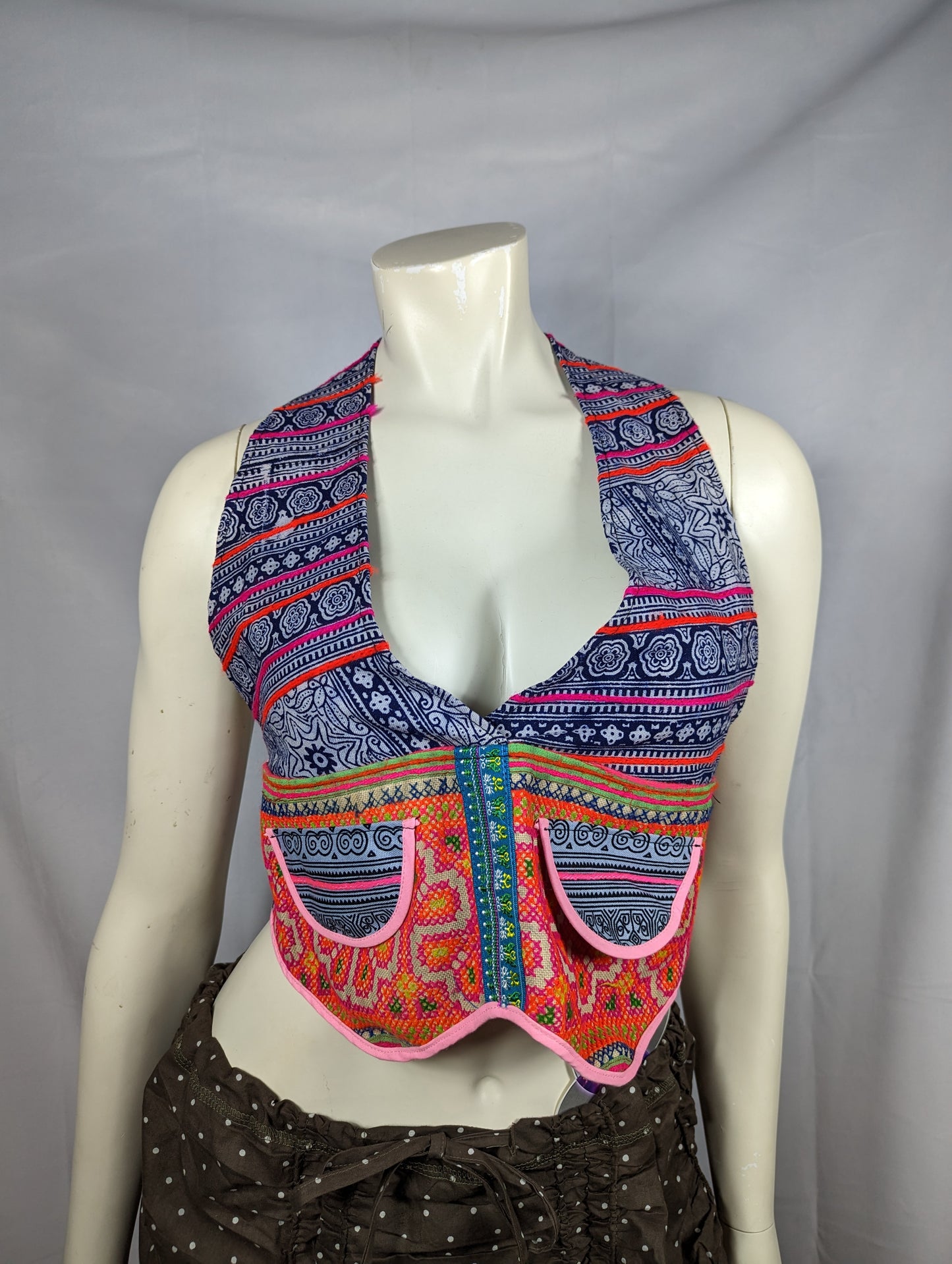 Hill Tribe Halter Back Crop Tops