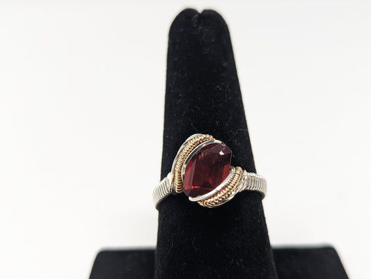 Garnet in Silver Ring