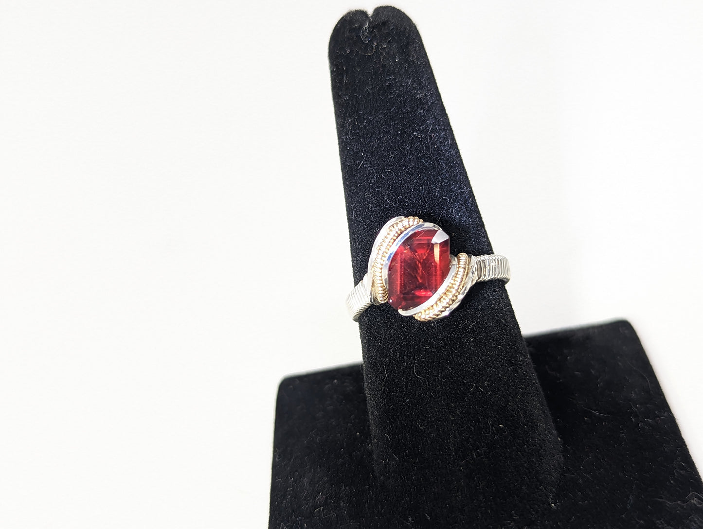 Garnet in Silver Ring