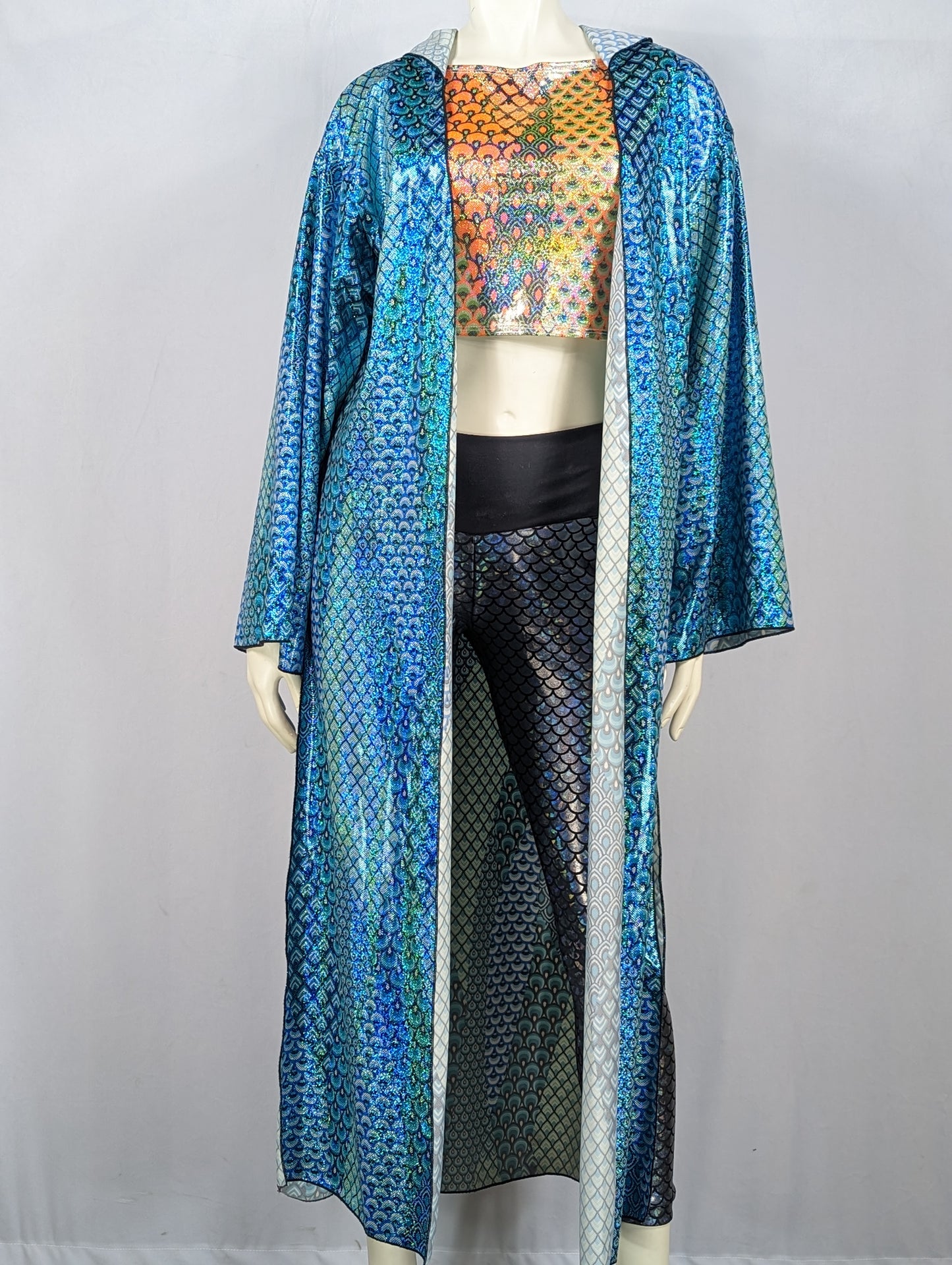 Orange Cosmic Mermaid Hooded Robe