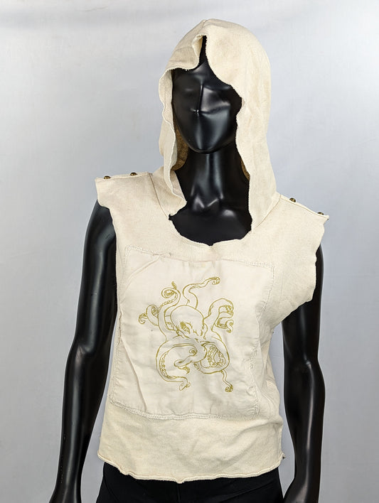 Cream Hooded Octopus Tank-Top