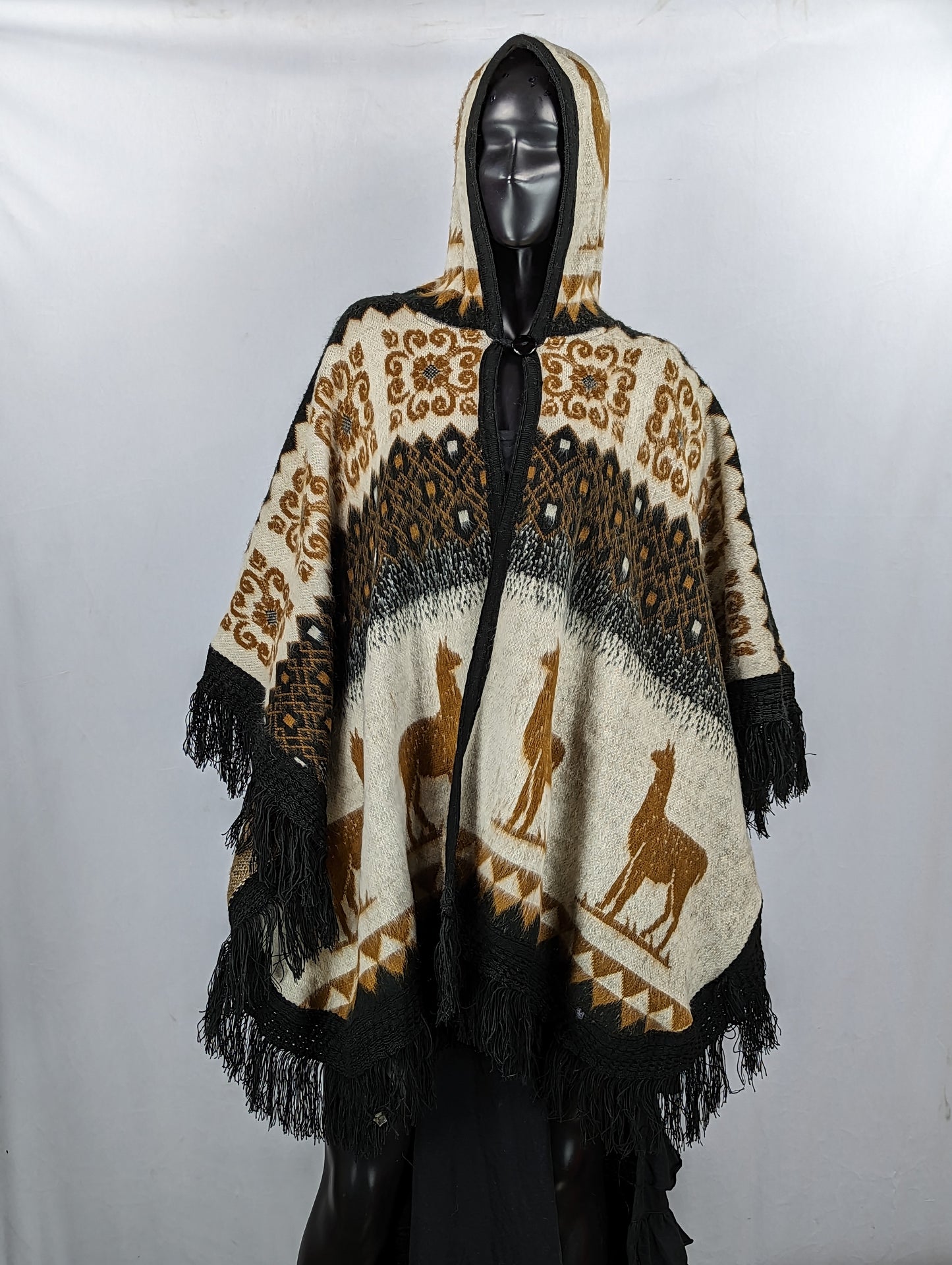 alpaca Hooded Poncho Cloak