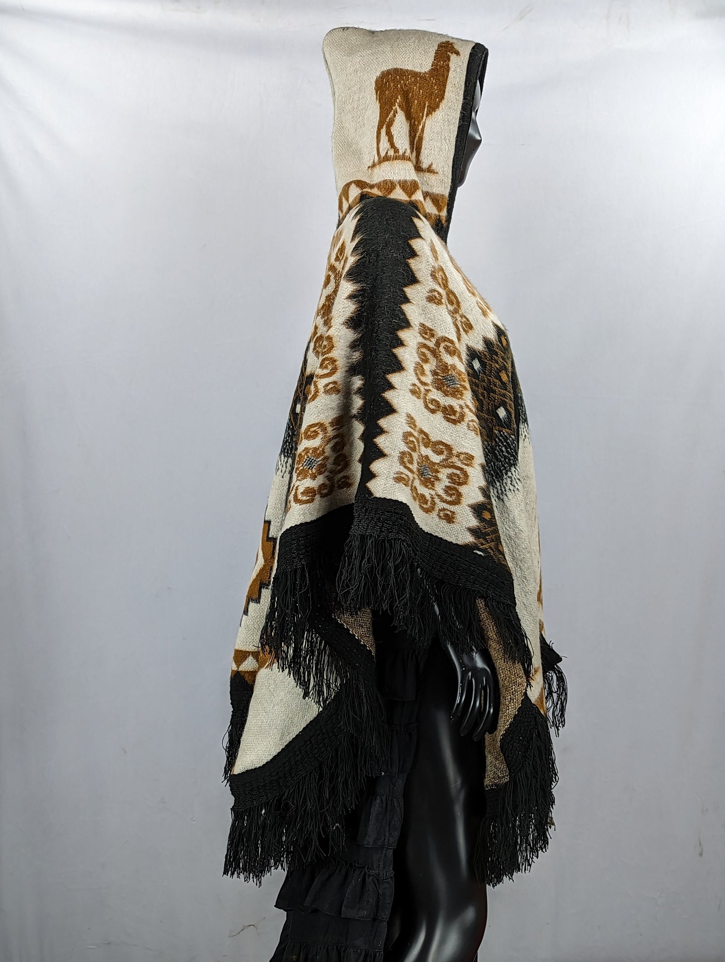 alpaca Hooded Poncho Cloak