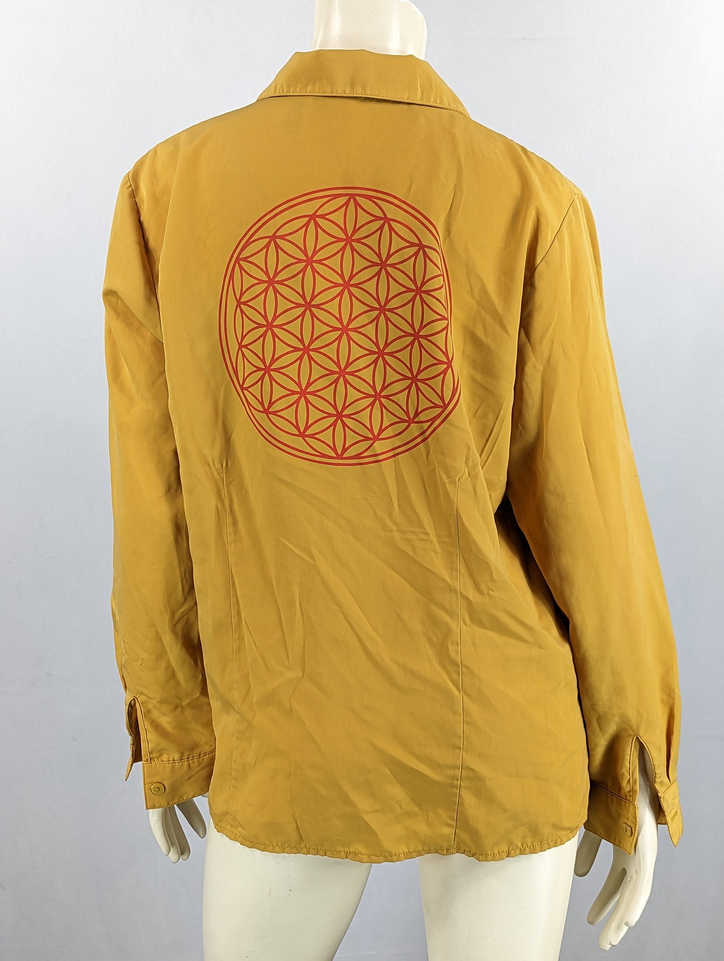 Yellow flower of life button up