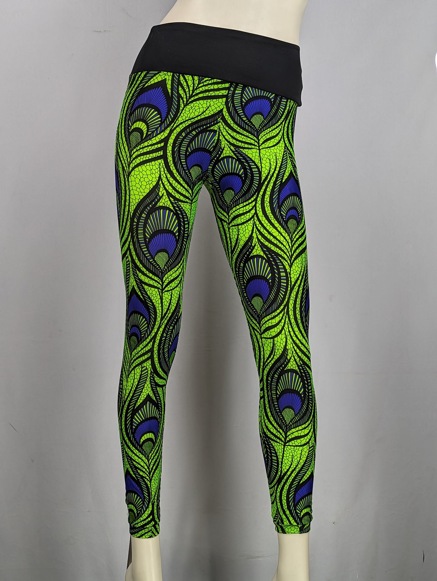 Neon Green and Purple Peacock Leggings