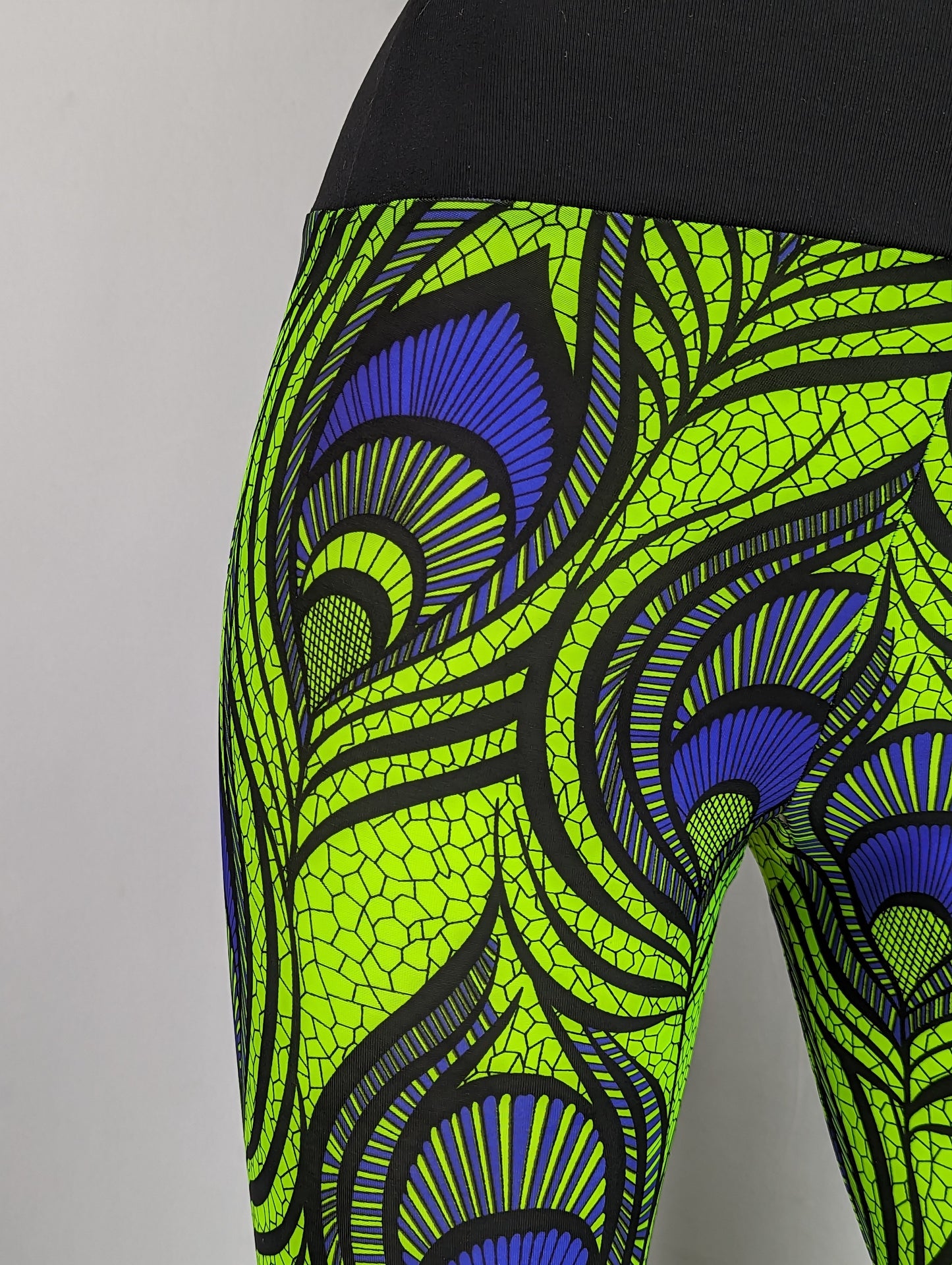 Neon Green and Purple Peacock Leggings