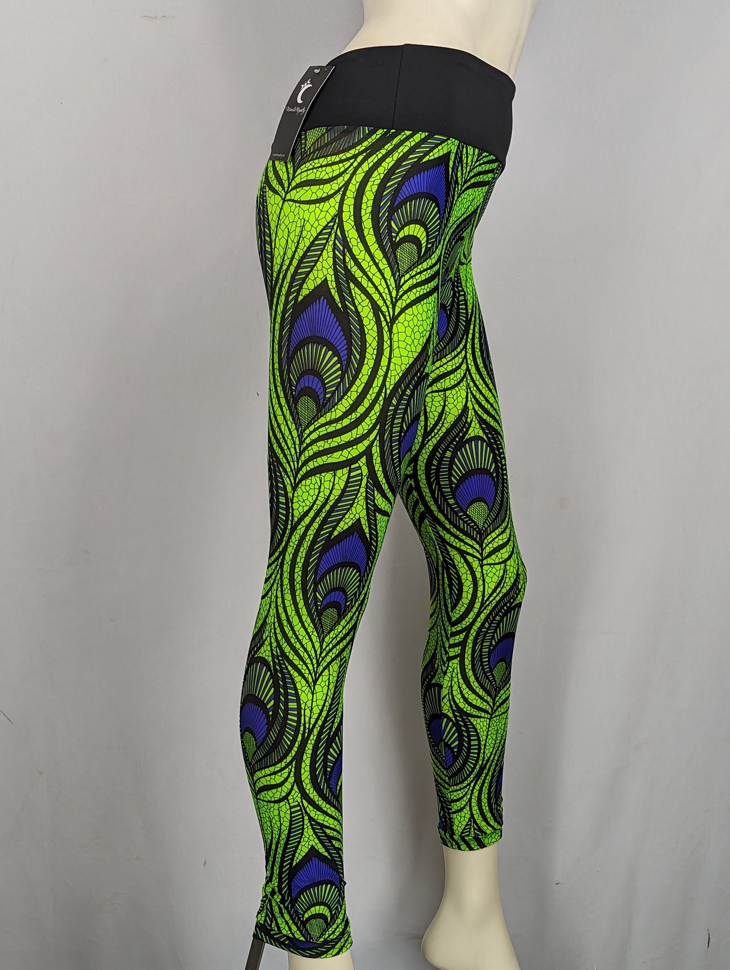 Neon Green and Purple Peacock Leggings