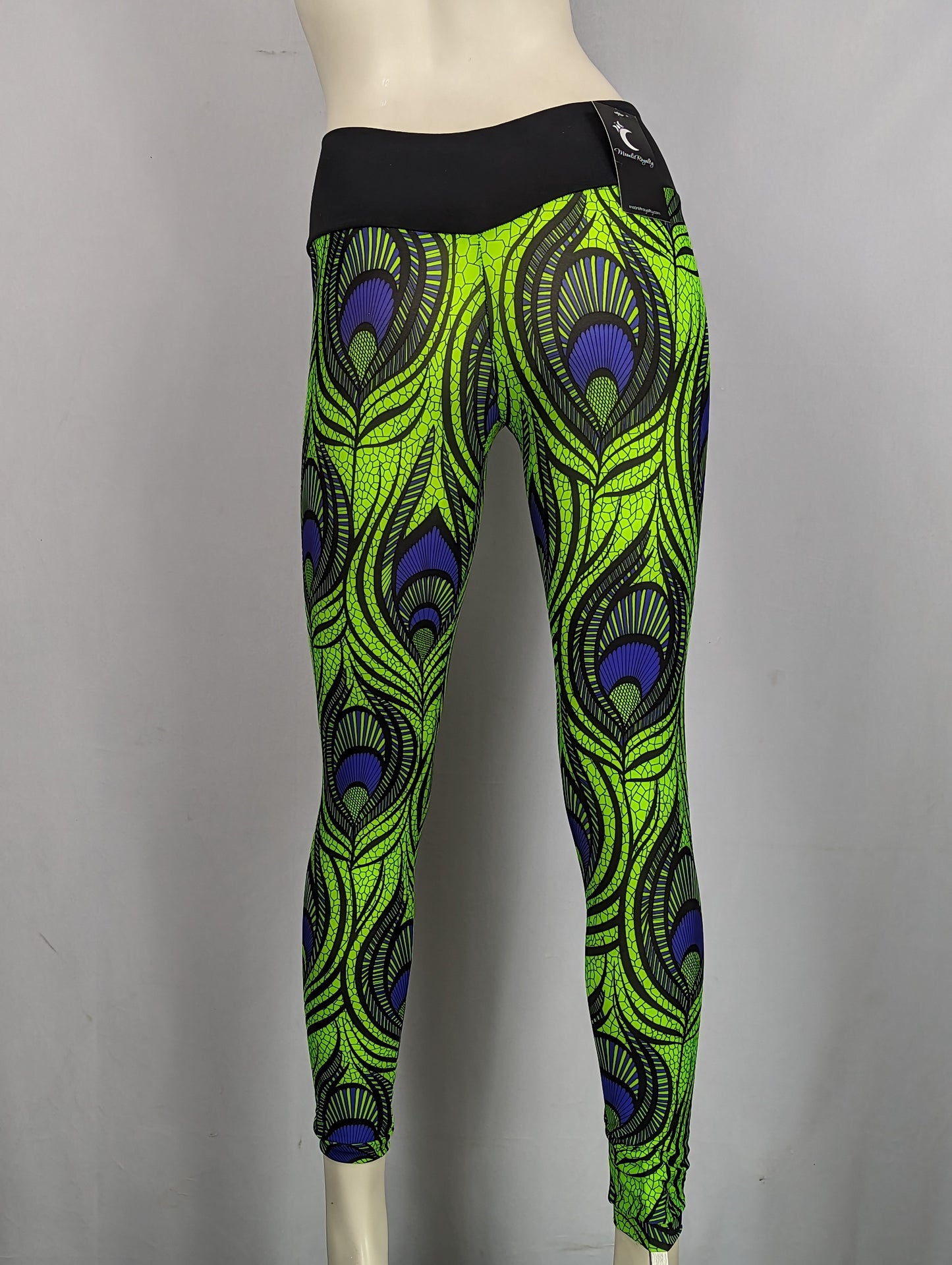 Neon Green and Purple Peacock Leggings