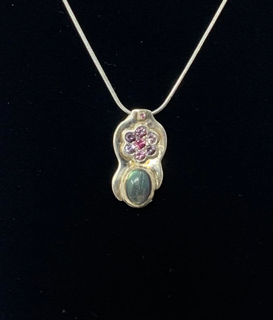 Labradorite with Spinels and Sapphire pendant by High Grade Designs