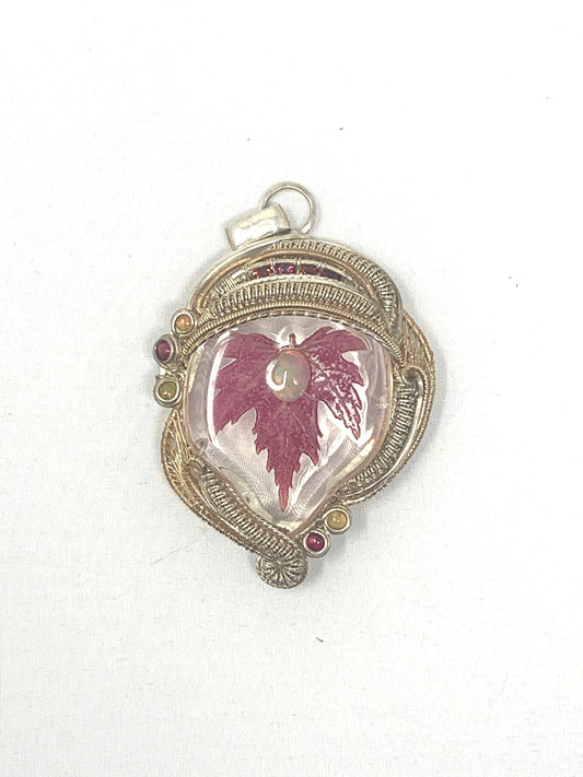 Opals and garnets with maple leaf pendant by High Grade Designs