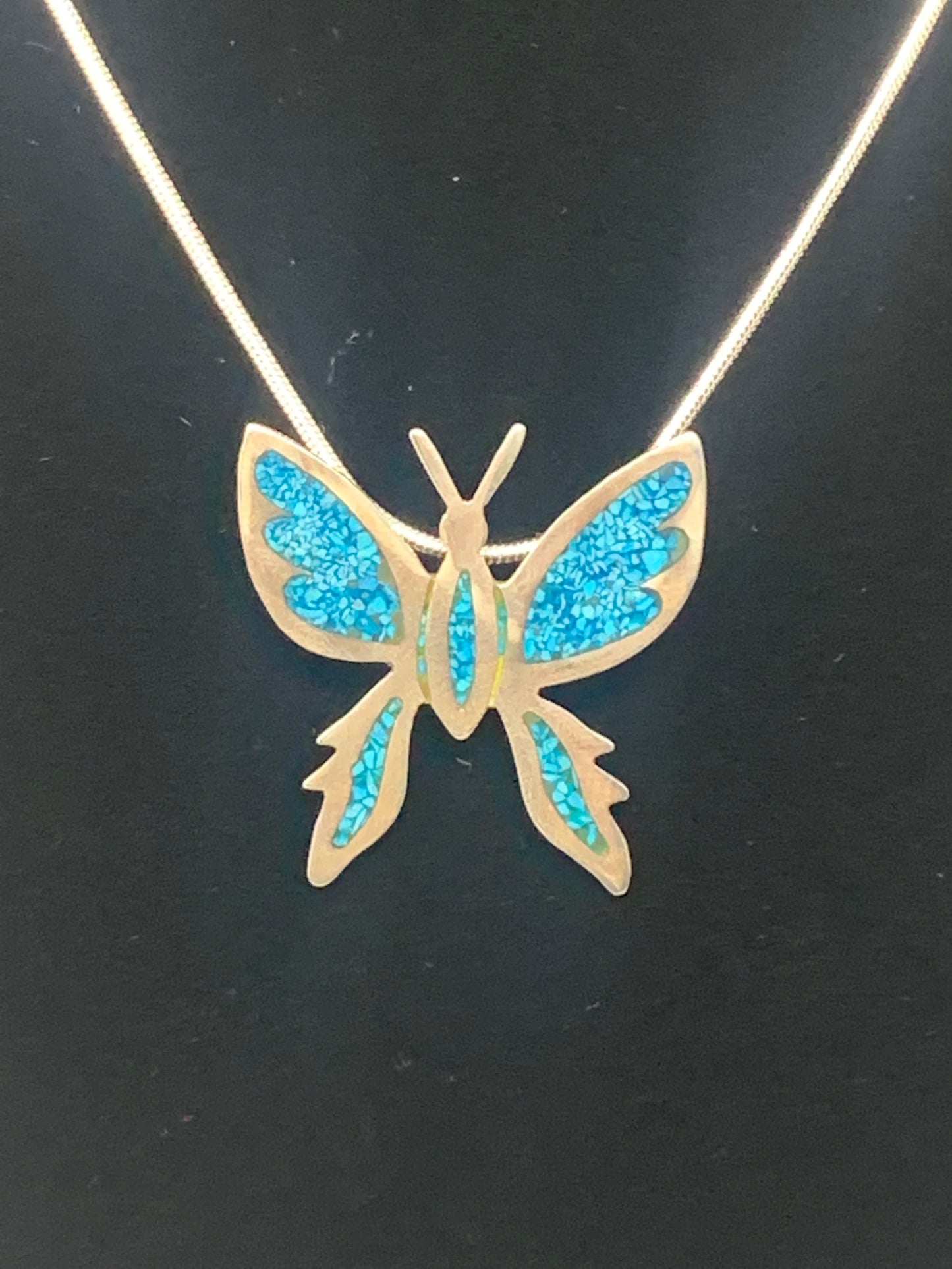 Sterling silver Butterfly with turquoise inlay by High Grade Jewelry