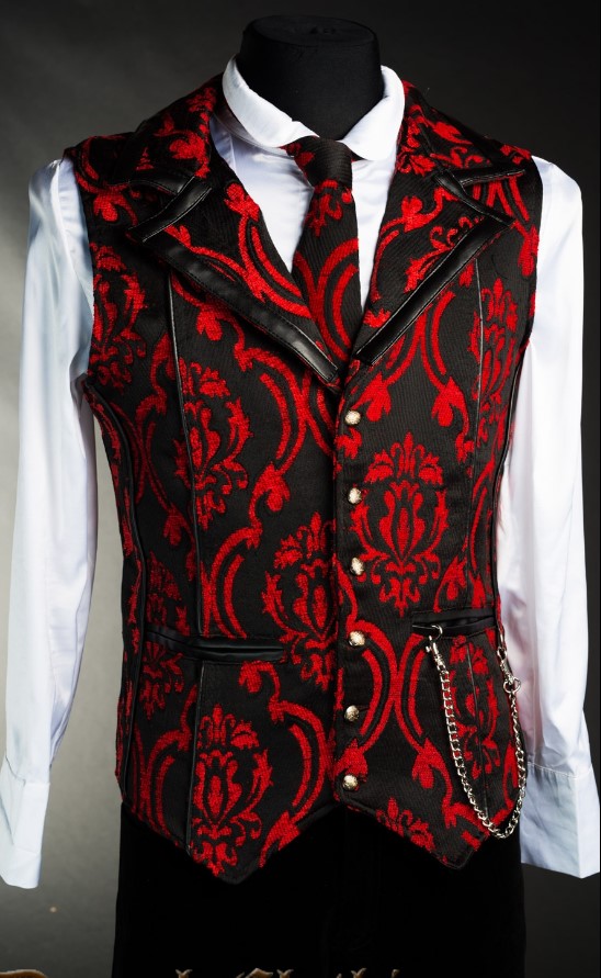 Red Brocade Tesla Vest