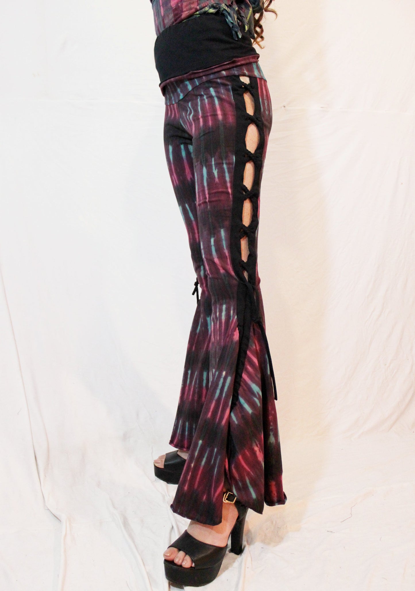 WPO-602B Tie Dyed Braided Bell Bottoms