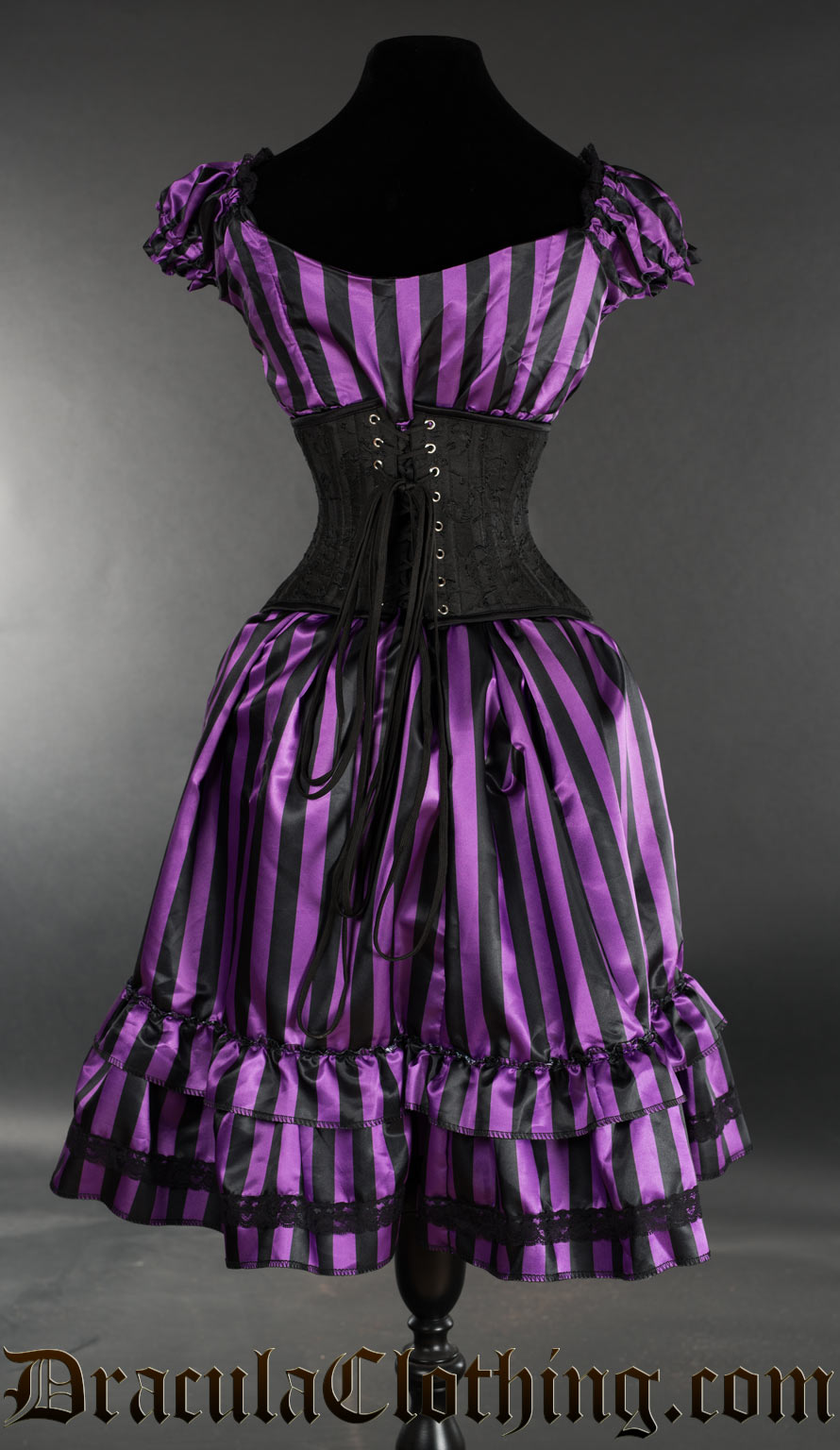 Purple Striped Satin Gothabilly Dress NMD