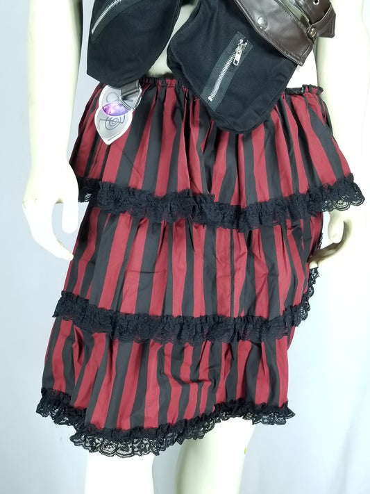 Black and Red Striped over-bust Skirt