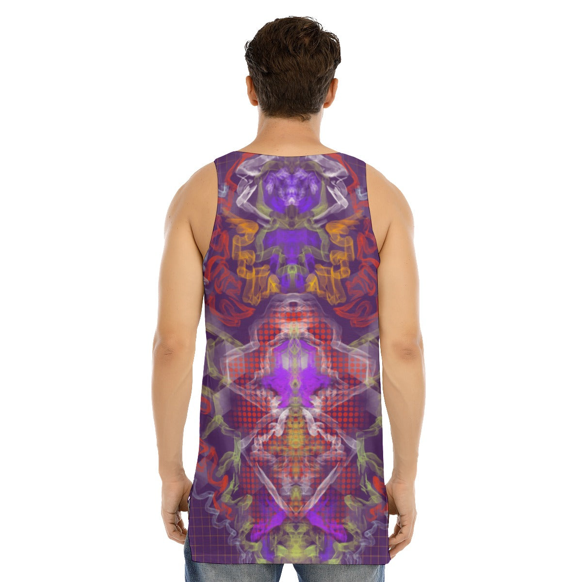 Liquid Sound Droplets Men's Curved Hem Long Tank Top