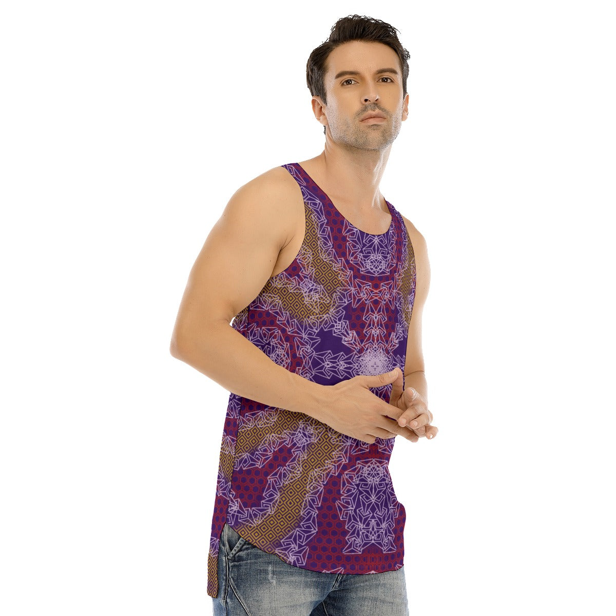 Lovely Sweet Delights Men's Curved Hem Long Tank Top