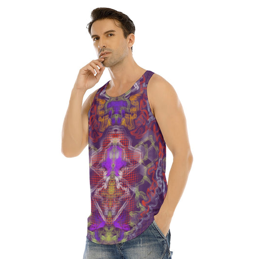 Liquid Sound Droplets Men's Curved Hem Long Tank Top