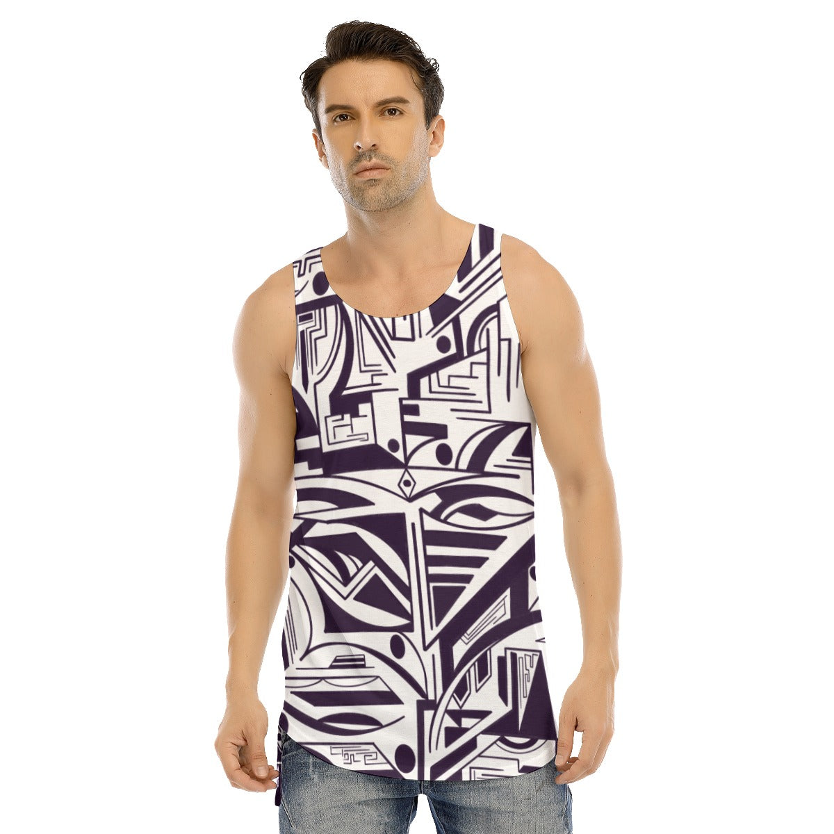 Extended Navigation Men's Curved Hem Long Tank Top