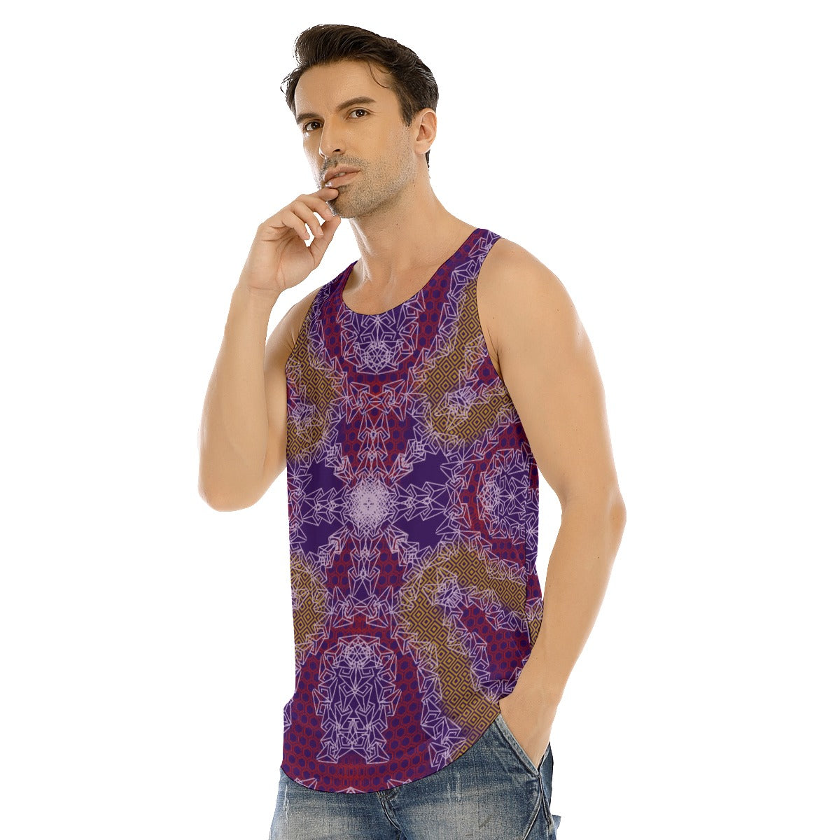 Lovely Sweet Delights Men's Curved Hem Long Tank Top