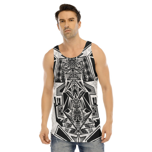 Tower of Gridlock Men's Curved Hem Long Tank Top