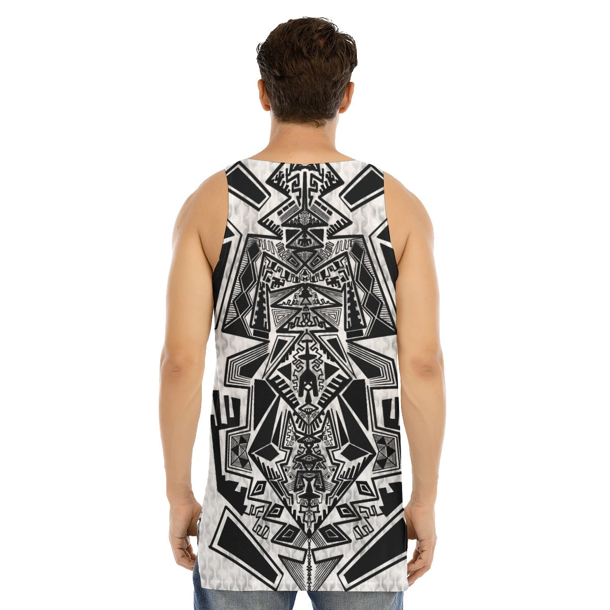 Tower of Gridlock Men's Curved Hem Long Tank Top