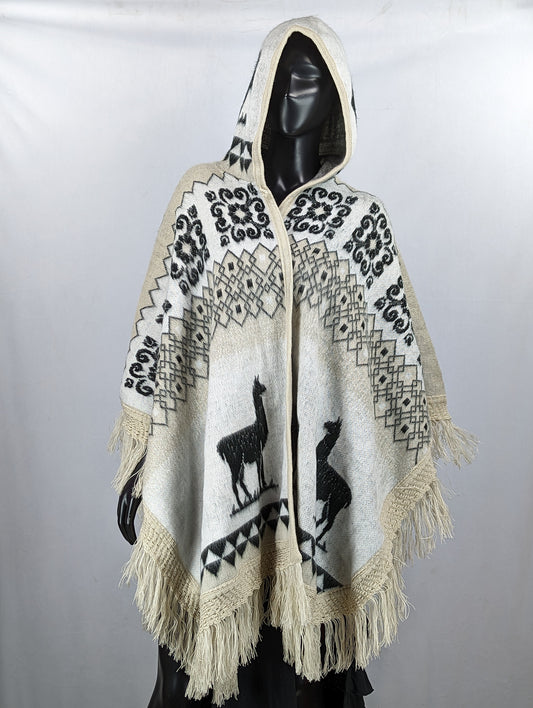 alpaca Hooded Poncho Cloak